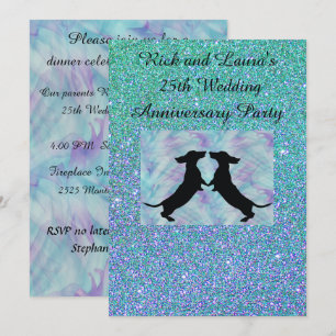 Invitaciones de fiesta de Dachshund con purpurina