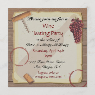 Invitaciones de fiesta de degustación de vino en p