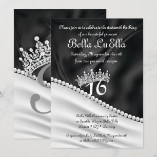 Invitaciones de fiesta de diamantes de la princesa