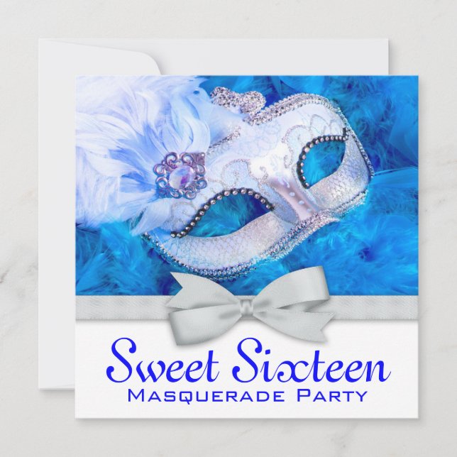 Invitaciones de fiesta de disfraz azul de la Marin (Anverso)
