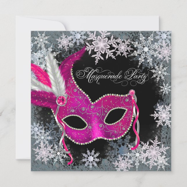 Invitaciones de fiesta de disfraz de copo de nieve (Anverso)