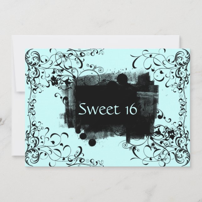 Invitaciones de fiesta de dulce dieciséis con remo (Anverso)