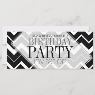 Invitaciones de fiesta de estilo de Chevron blanco