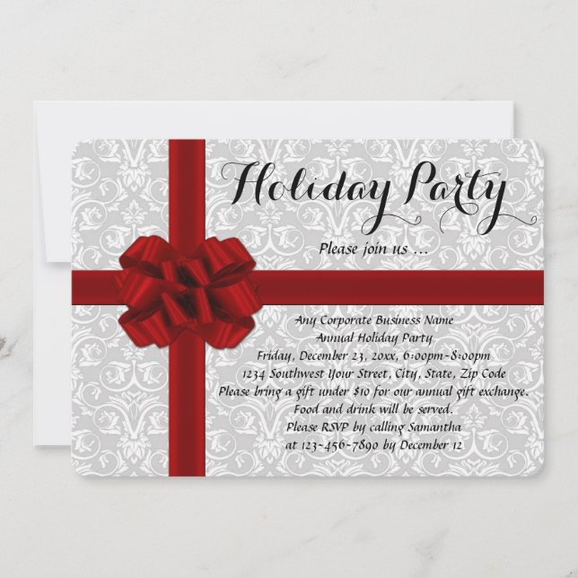 Invitaciones de fiesta de fiesta de Bow de regalo  (Anverso)