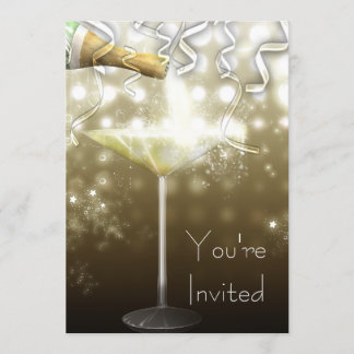 Invitaciones de Fiesta de Fin de Año con Champán