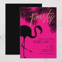 Invitaciones de fiesta de flamenco y palma rosadas