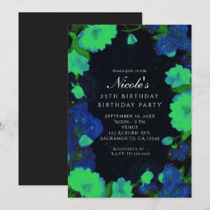 Invitaciones de fiesta de flores brillantes que br