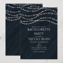 Invitaciones de fiesta de glamour y brillo azul y
