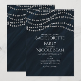 Invitaciones de fiesta de glamour y brillo azul y