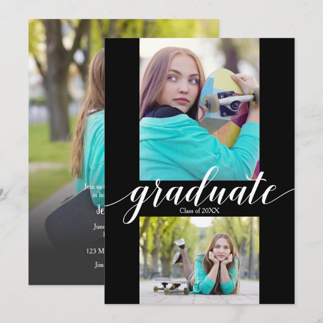 Invitaciones de fiesta de graduación con varias fo (Anverso / Reverso)