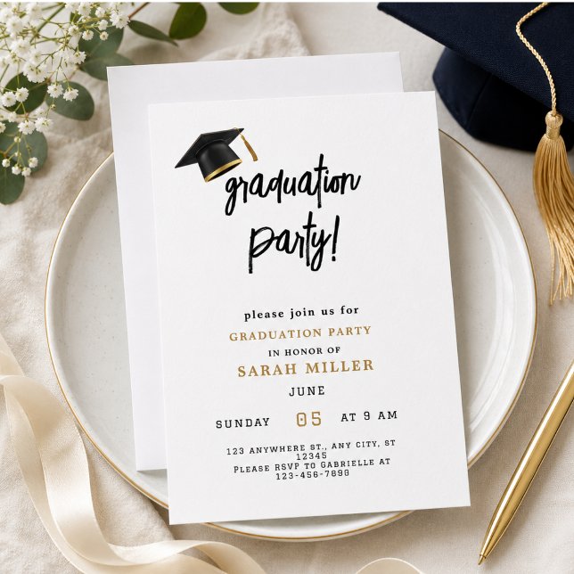 Invitaciones de fiesta de graduación simples y mod (Simple Modern Graduation Party Invitations)