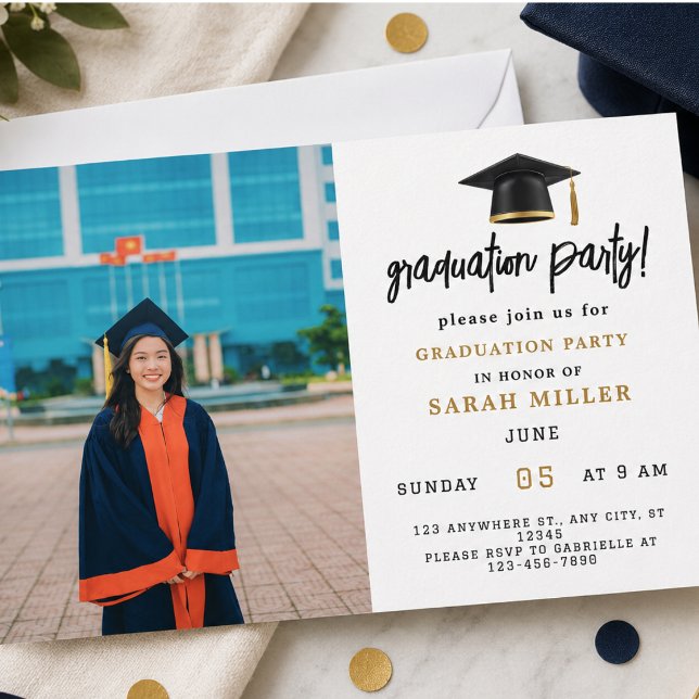 Invitaciones de fiesta de graduación simples y mod (Simple Modern Graduation Party Invitations)