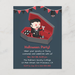 Invitaciones de fiesta de Halloween de chico vampi