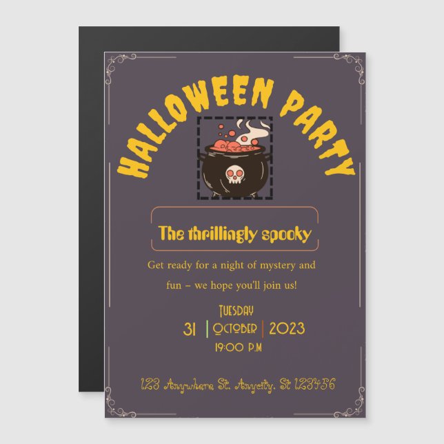 Invitaciones de fiesta de Halloween de películas d (Anverso/Reverso)