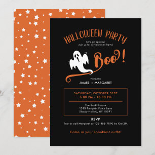 Invitaciones de fiesta de Halloween negras fantasm