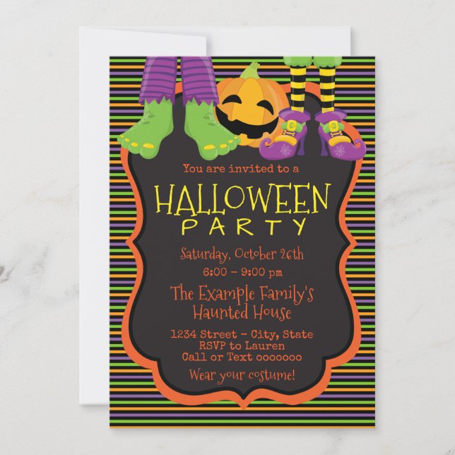Invitaciones de fiesta de Halloween para niños (Anverso)