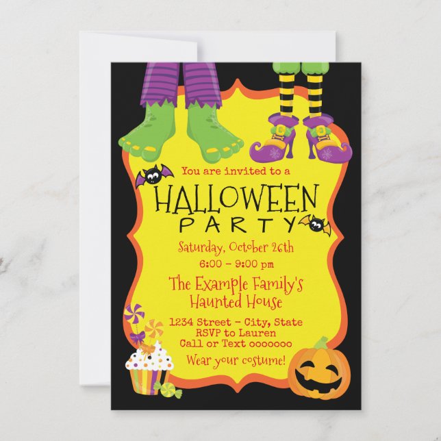 Invitaciones de Fiesta de Halloween para Niños (Anverso)