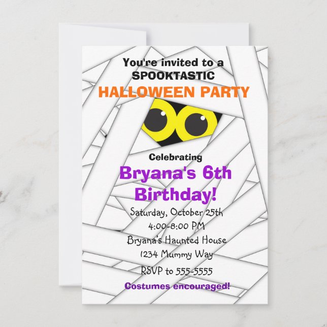 Invitaciones de fiesta de Halloween para niños de  (Anverso)