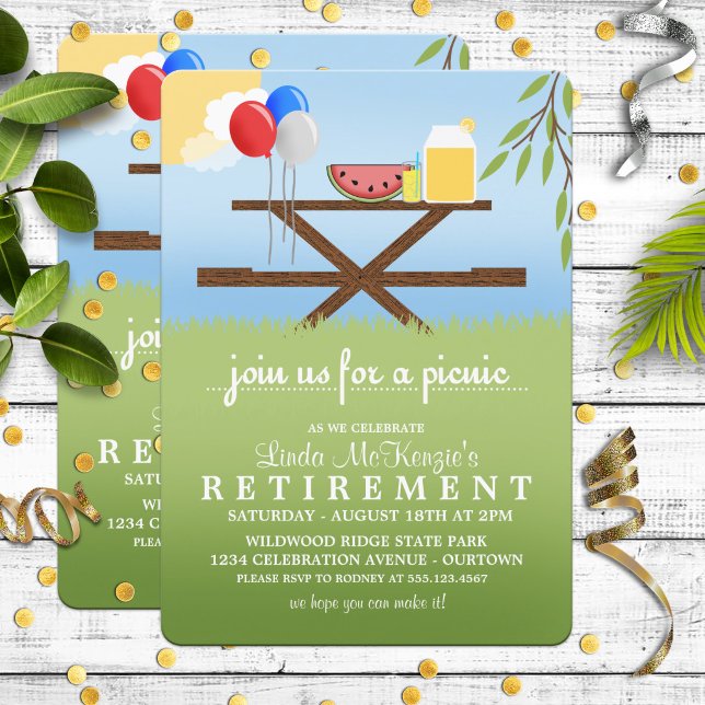 Invitaciones de fiesta de jubilación para picnic d (Subido por el creador)