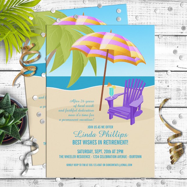 Invitaciones de fiesta de jubilación tropical (Subido por el creador)