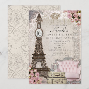 Invitaciones de fiesta de la Torre Eiffel de París