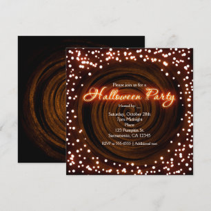 Invitaciones de fiesta de luces de Halloween negra