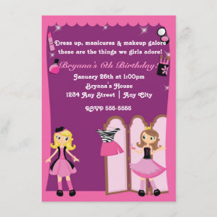 Invitaciones de fiesta de maquillaje para chicas g