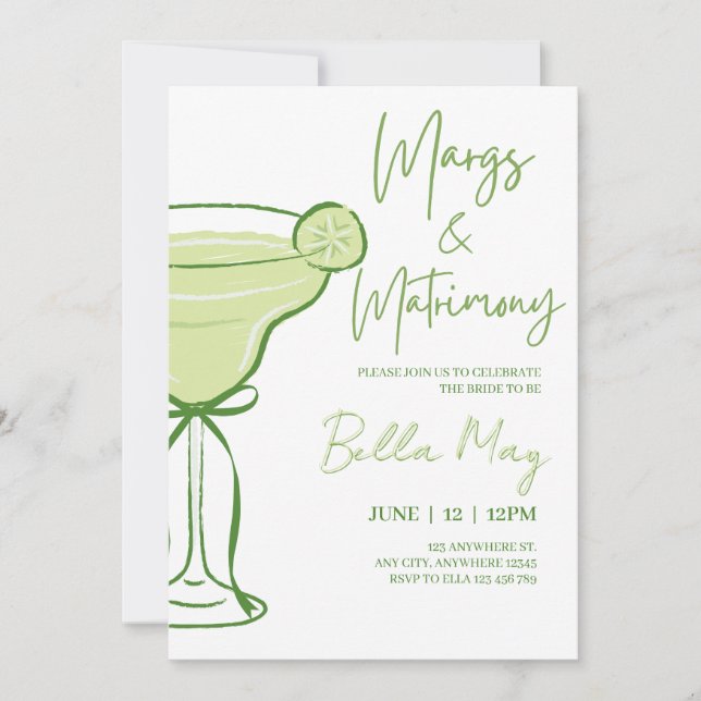 Invitaciones de fiesta de Margs y Matrimonio  (Anverso)
