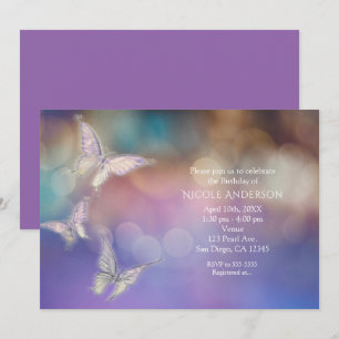 Invitaciones de fiesta de mariposas pastel de prim