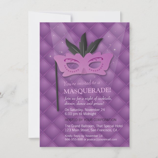 Invitaciones de fiesta de máscara de disfraz Chic  (Anverso)