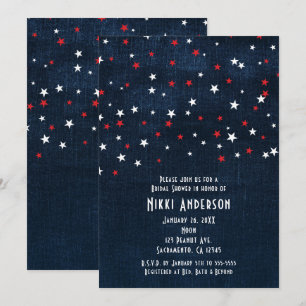 Invitaciones de fiesta de mezclilla con estrellas