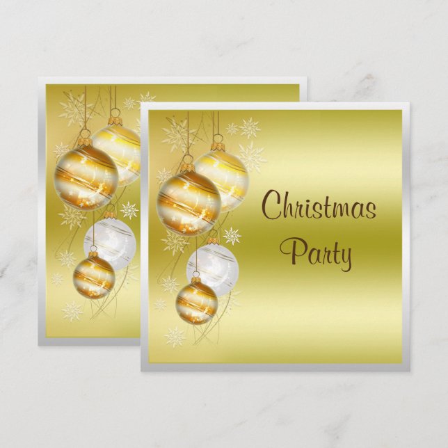 Invitaciones de fiesta de Navidad con adornos y es (Anverso / Reverso)