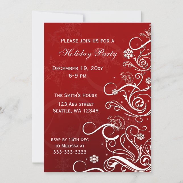 Invitaciones de fiesta de Navidad con árbol rojo b (Anverso)