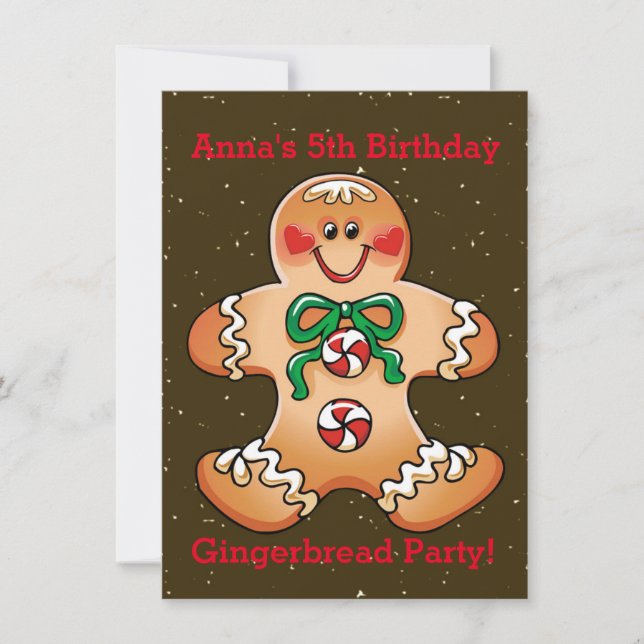 Invitaciones de fiesta de Navidad con pan de jengi (Anverso)