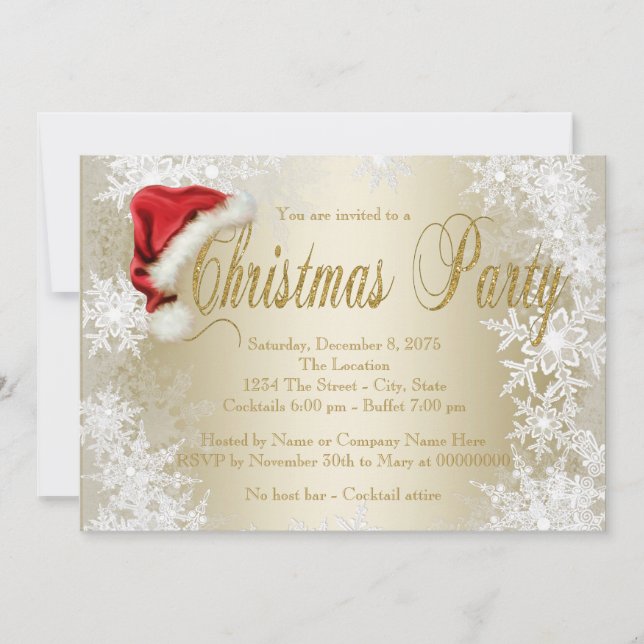 Invitaciones de fiesta de Navidad con sombrero de  (Anverso)