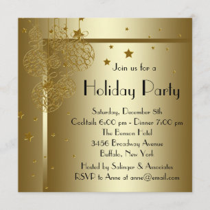 Invitaciones de fiesta de Navidad en negro dorado