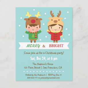 Invitaciones de fiesta de Navidad para niños con r