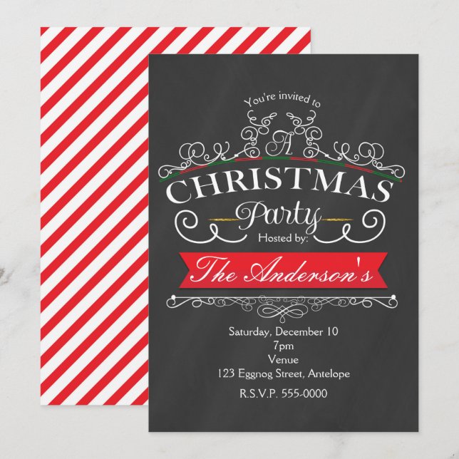 Invitaciones de fiesta de Navidad y vacaciones de  (Anverso / Reverso)