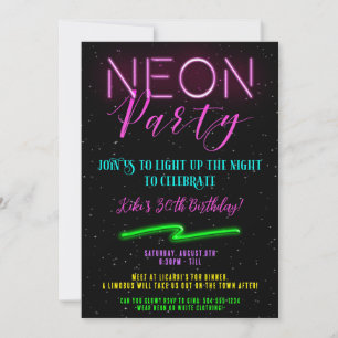 Invitaciones de fiesta de neón, Invitaciones de ne