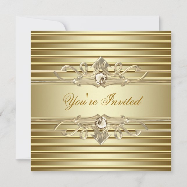 Invitaciones de fiesta de oro elegantes (Anverso)
