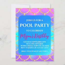 invitaciones de fiesta de piscina de sirena