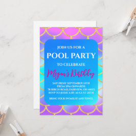invitaciones de fiesta de piscina de sirena