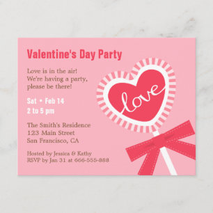Invitaciones de fiesta de San Valentín con caramel