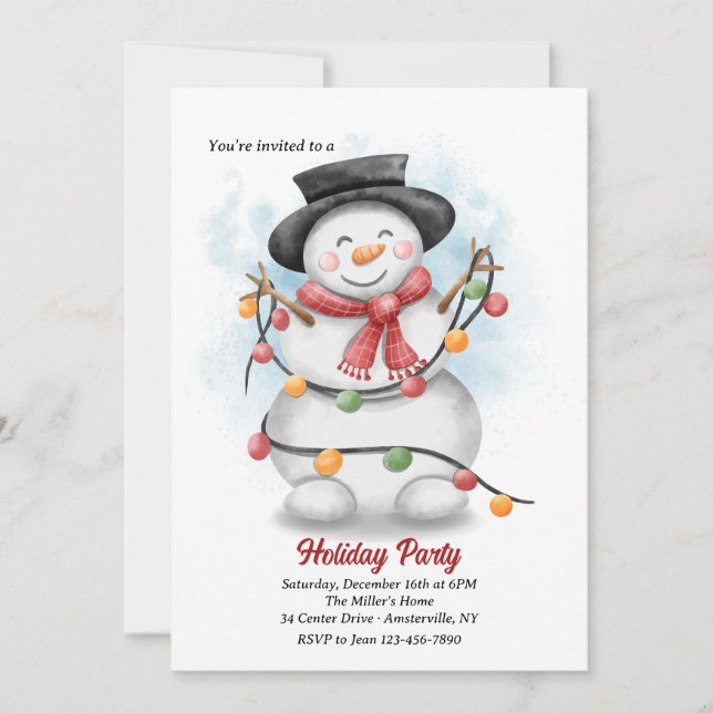 Invitaciones de fiesta de Snowman (Anverso)