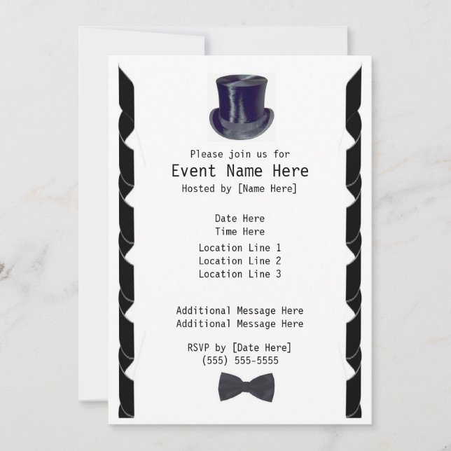 Invitaciones de Fiesta de sombrero superior (Anverso)