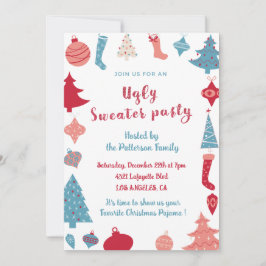 Invitaciones de fiesta de suéteres feos negocio rú