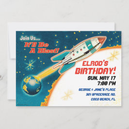 Invitaciones de fiesta de tema del espacio retro