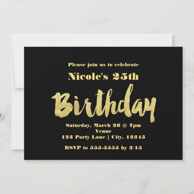 Invitaciones de fiesta de tipografía de cumpleaños (Anverso)
