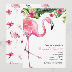 Invitaciones de fiesta de verano tropical flamenco
