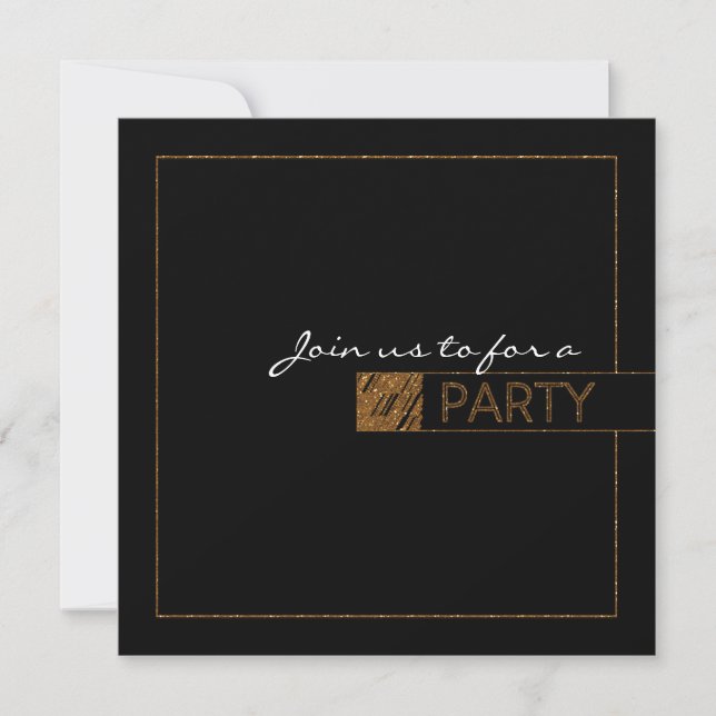 Invitaciones de fiesta elegantes con brillo de luj (Anverso)